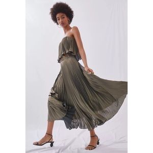 Anthropologie Pleated Metallic Skirt Set